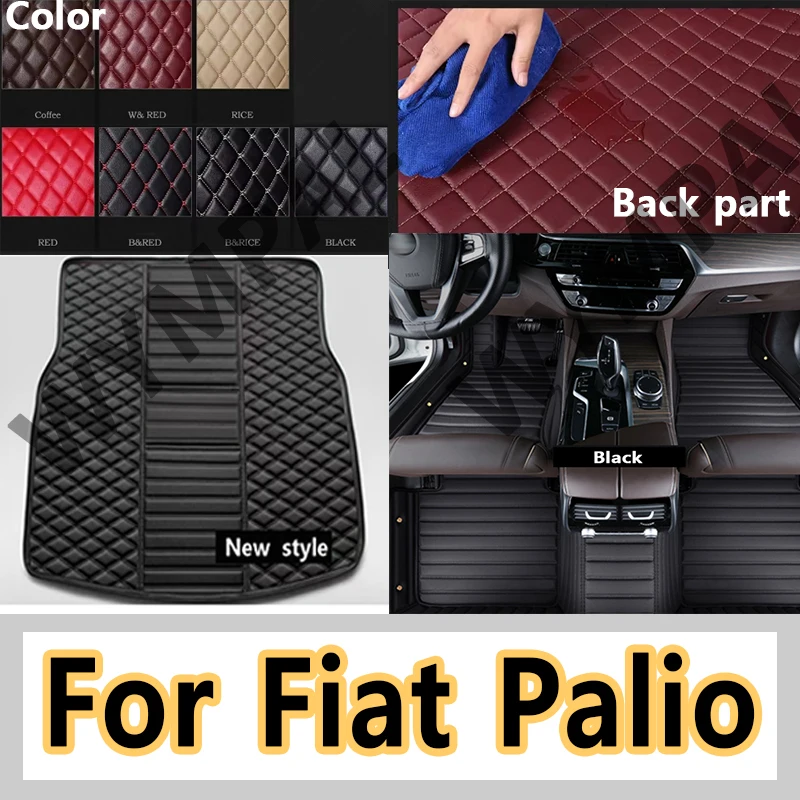

Luxury Custom Fit Car Floor Mats For Fiat Palio 2004 2005 2006 Automotive Leather Men Women Full Coverage mats interior pads