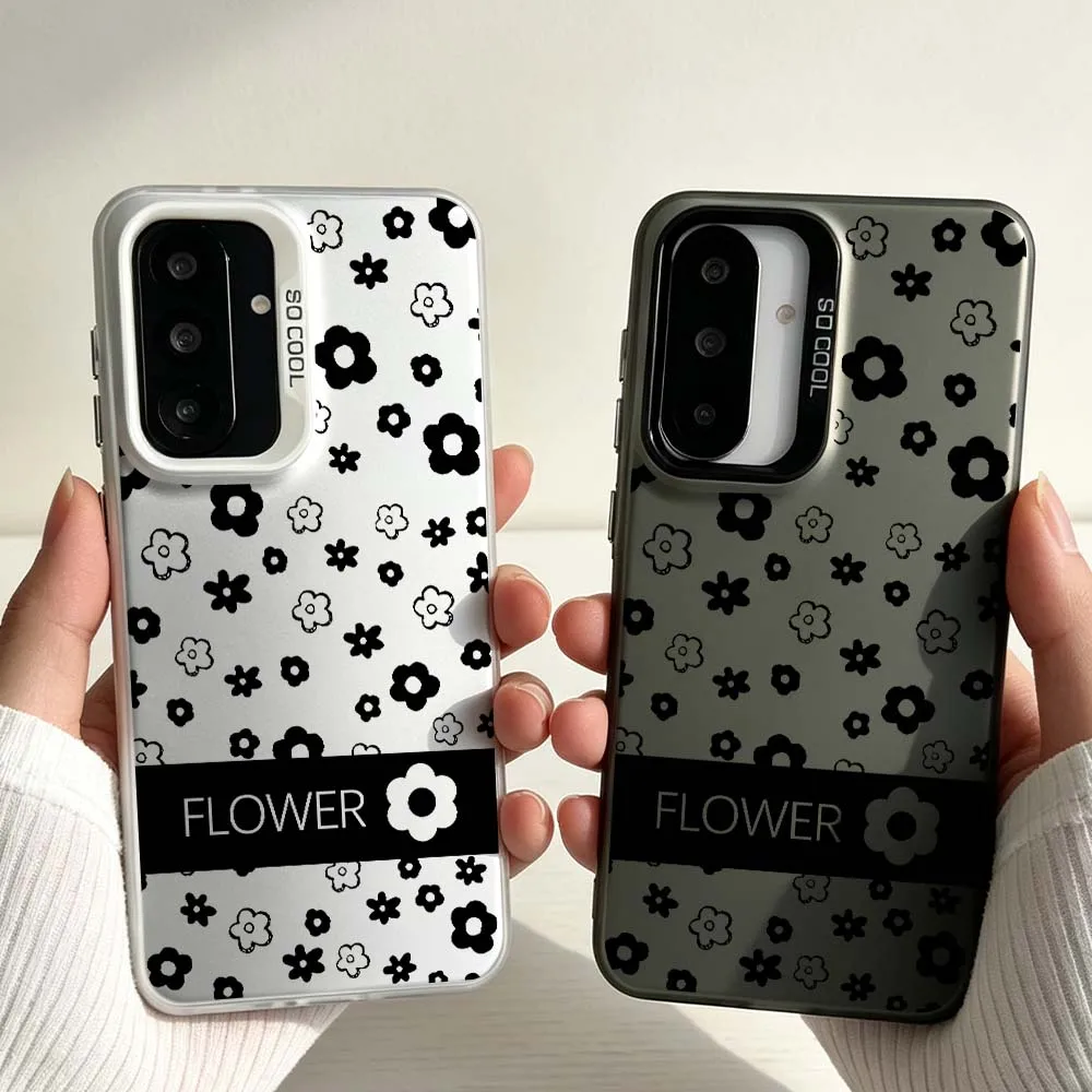 Creative Floral Art Soft For Samsung Galaxy A06 A07 A16 A14 A22 A25 A26 A33 A35 A36 A55 A56 M55 Colored Silver Phone Case