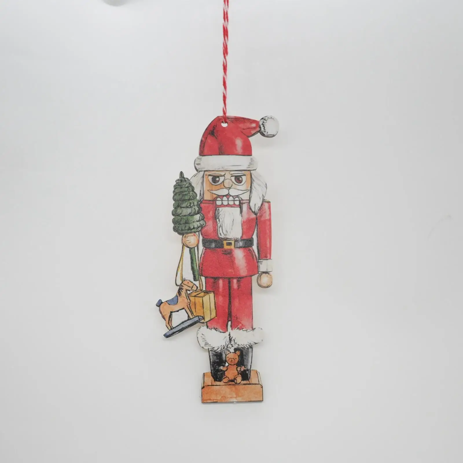 Christmas Wooden Nutcracker Soldier Hanging Figure Ornament with Ropes Festive Tree Decorations for Window Door Shelf Display