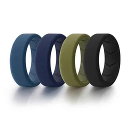 4 Pack Silicone Wedding Bands for Men, 8mm Wide Rubber Wedding Rings, Hypoallergenic Breathable Men's Silicone Ring for Him
