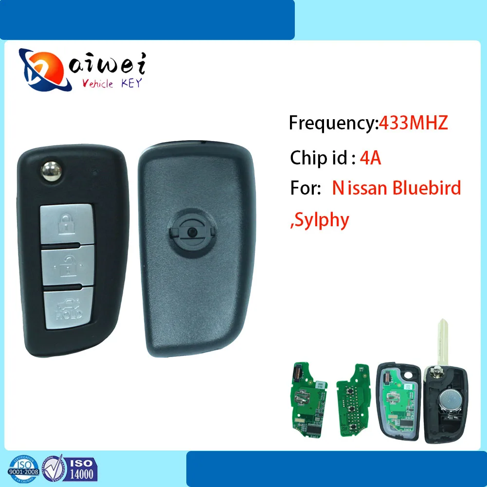 As Original Car replacement Key 433MHz 4A CWTWB1G767 Remote Key For Nissan Sylphy Bluebird Qashqai Kicks Tilda X-Trail 2019