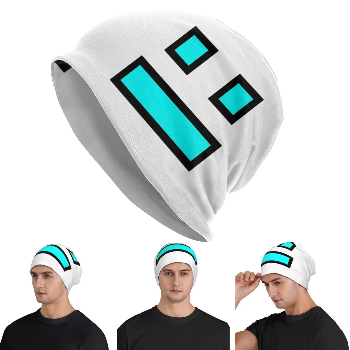 Video Game Geometry Dash Skullies Beanies Hats Warm Autumn Winter Outdoor Cap Knitted Bonnet Caps for Unisex Adult