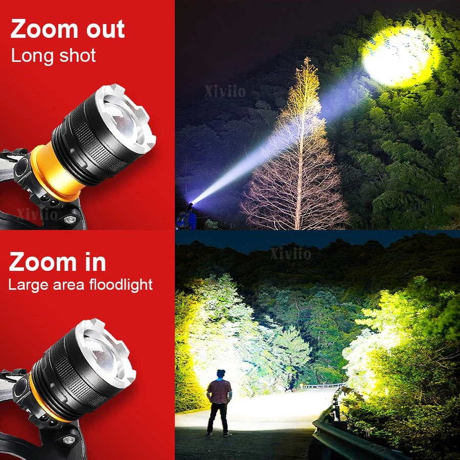 Poderoso led farol inteligente sensor farol tipo-c recarregável cabeça lanterna ao ar livre tocha de cabeça pesca caça cabeça lanterna