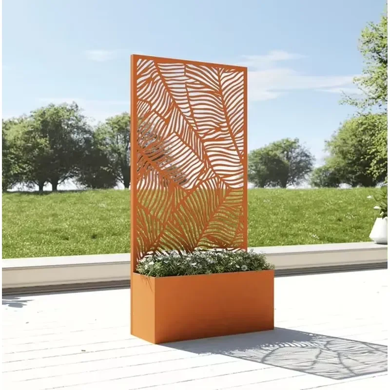 For Laser Cut Corten Steel Flower Pot for Municipal Projects Supplier Screen Planter