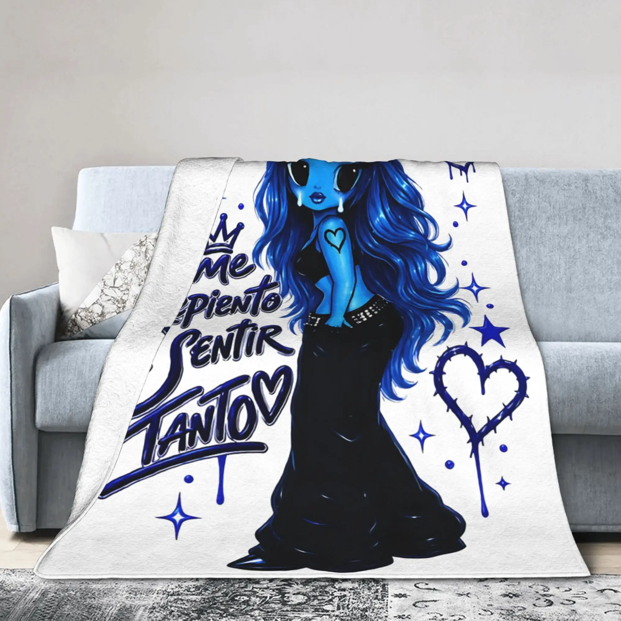 Karol G No Me Arrepiento de Sentir Tanto Flannel Blanket  Customized Throw Blanket for Bed Sofa Couch 150*125cm Quilt