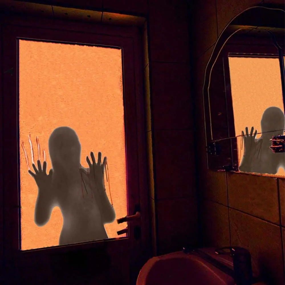 PVC Realistic Adhesive Bloody Handprint DIY Waterproof Wall Sticker Halloween Decoration Window Clings Horror Sticker