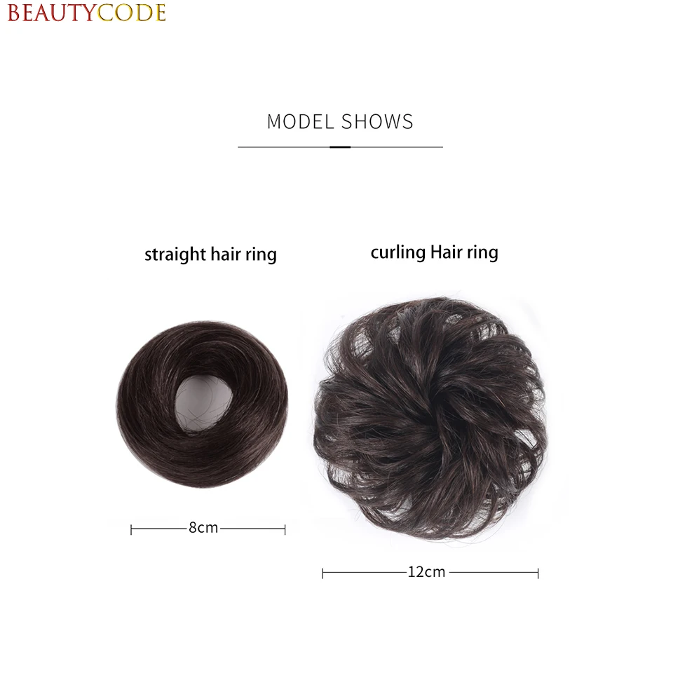 مجعد الاصطناعية فوضوي Chignon مع شريط مطاطي وصلات شعر أسود براون دونات كعكة الشعر ارتفاع درجة الحرارة الألياف الشعر