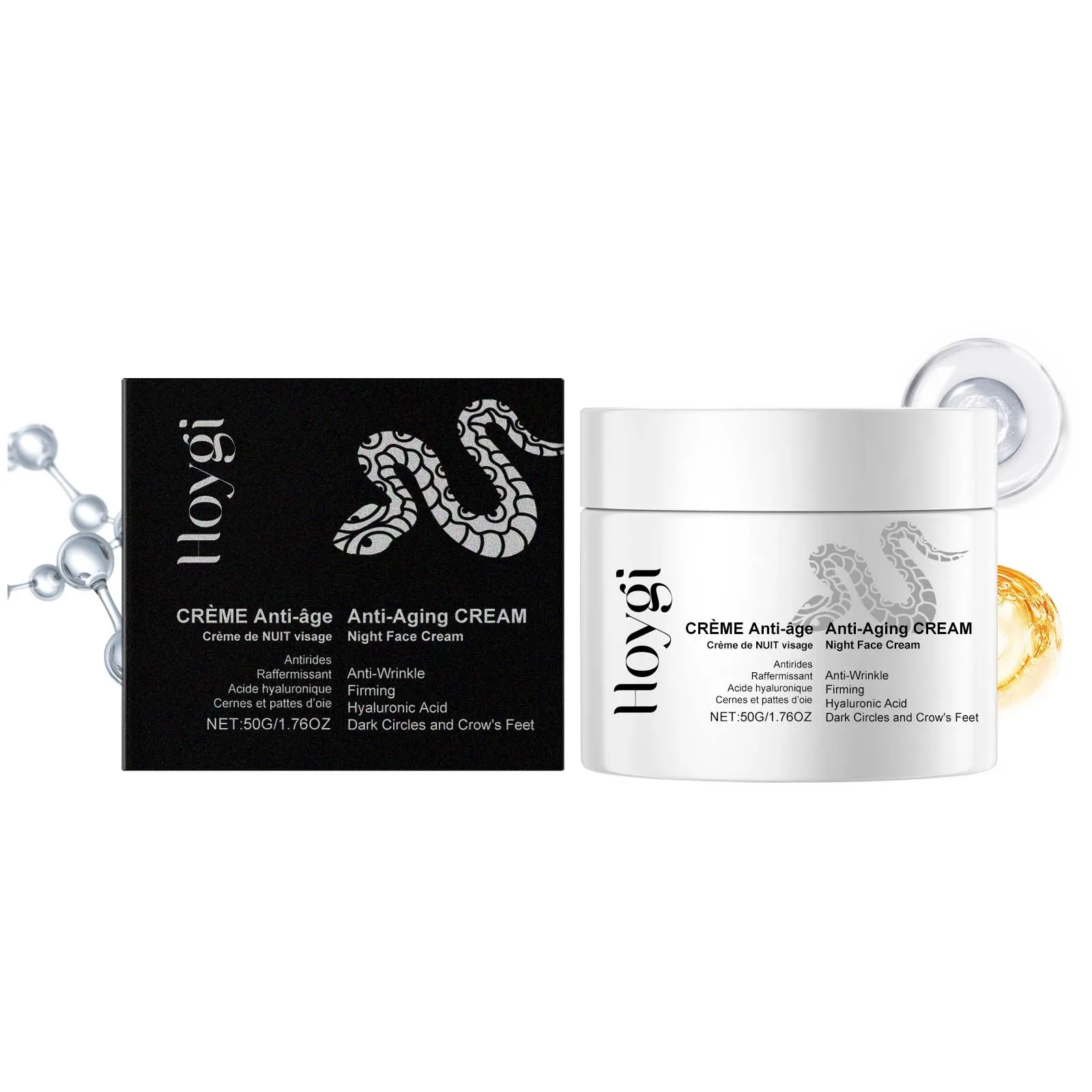 

"Anti-Aging Night Cream with Hyaluronic Acid - Firming & Wrinkle Reducing Face Cream for Dark Circles & Crow's Feet - Intense Hy