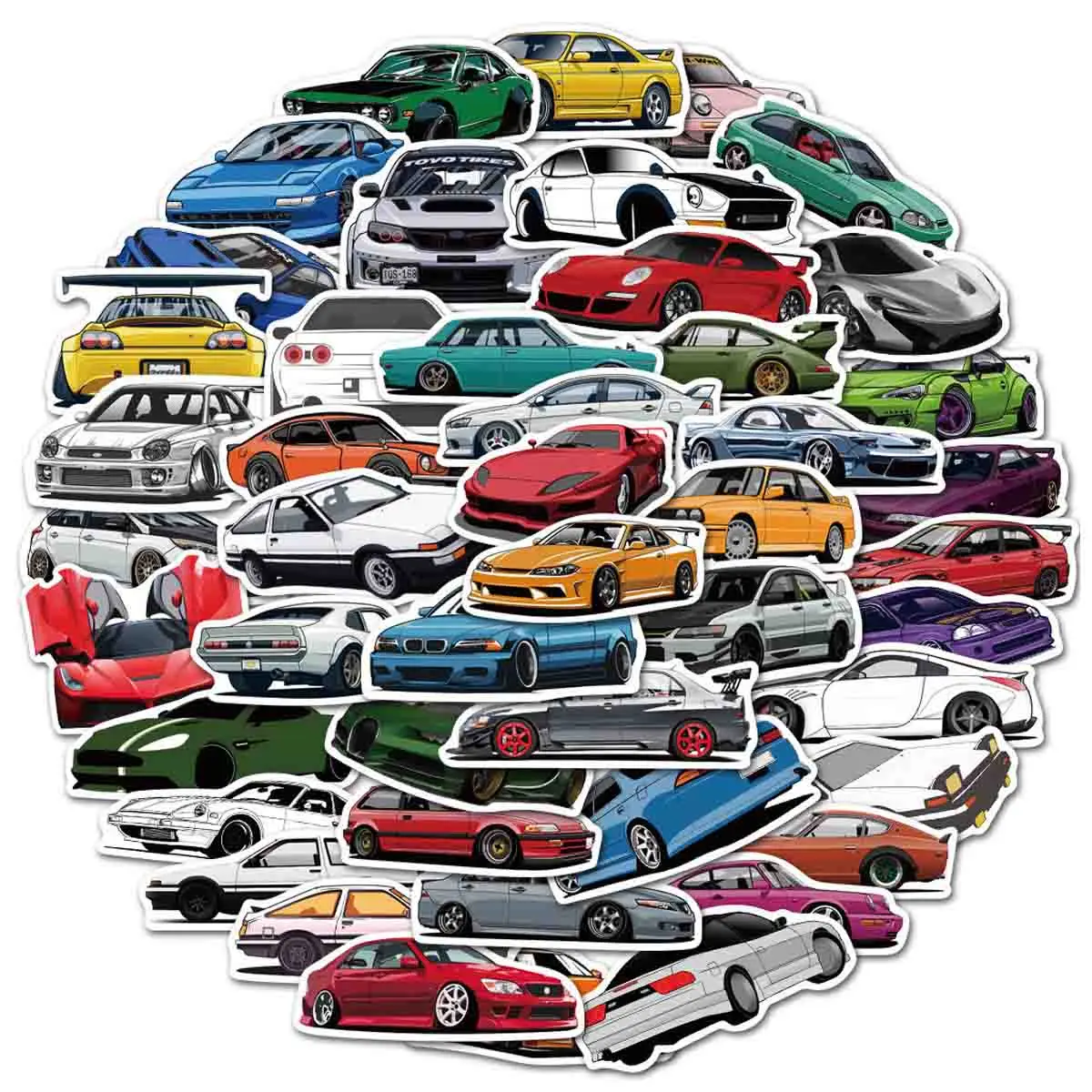 Racing Car Graffiti Stickers, Waterproof Stickers For Laptops, Guitars, Luggage, Bikes, Skateboards, 50 Pieces