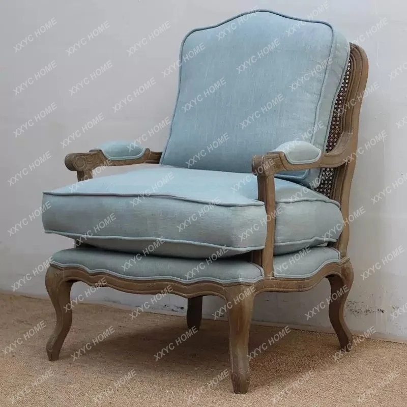 

Rattan fabric, oak single sofa, leisure chair, bedroom chair with bag