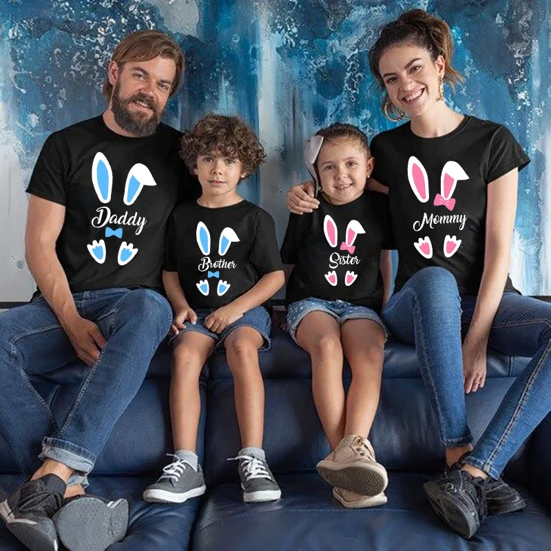 

Easter Bunny Family Matching Outfits Daddy Mommy Brother Sister Shirt Baby Bodysuit Easter Party Family T-shirt Holiday Gift