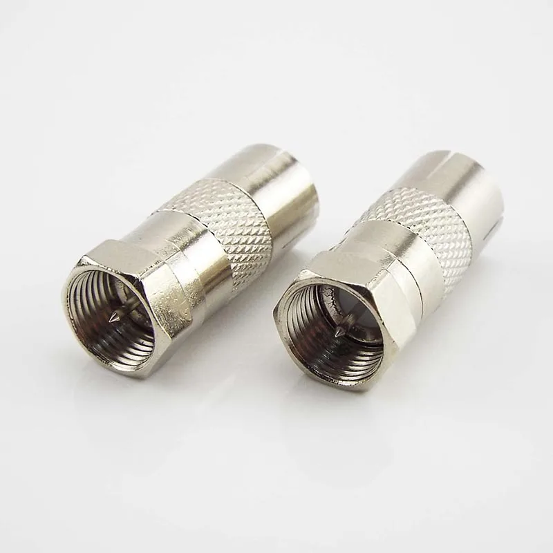 Nickel-plated F Type Male Plug Connector Socket to RF Coax For TV Aerial Female RF Adapter Adaptors D6