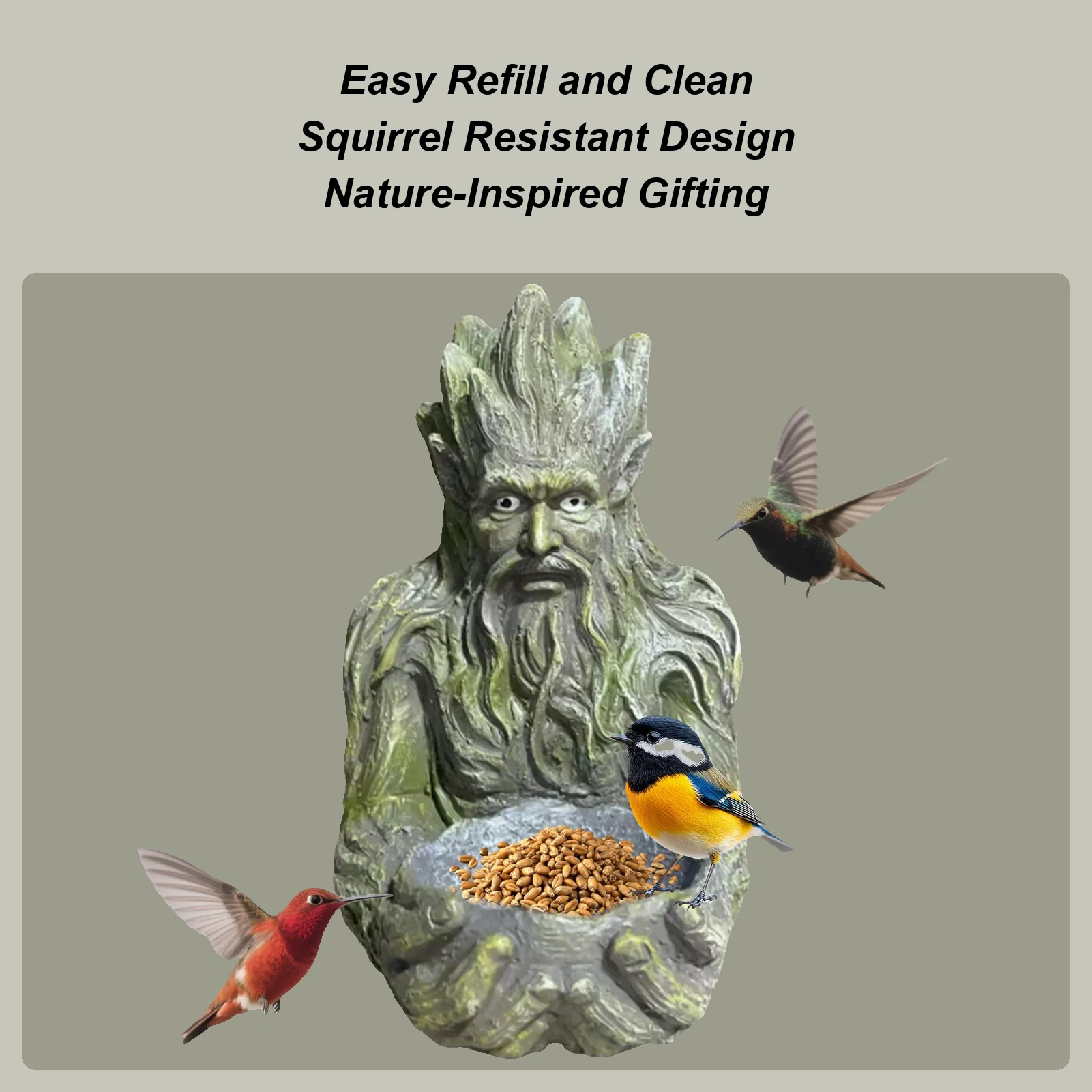 

Уличная кормушка для птиц на дерево, забавная садовая статуэтка из смолы, подвесная кормушка для птиц с крючком для орехов