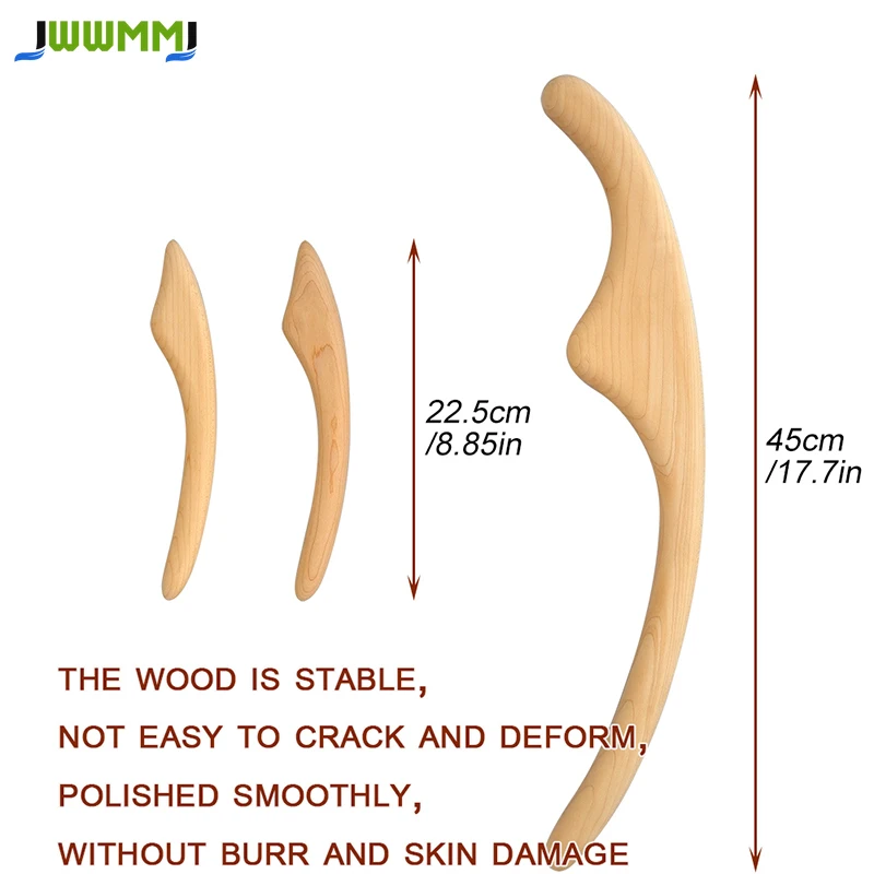 1Set Natural Wood Scraping Stick Scraper for Fat Burner Back Shoulder Neck Waist Leg Body Massage Therapy Slimming Tool