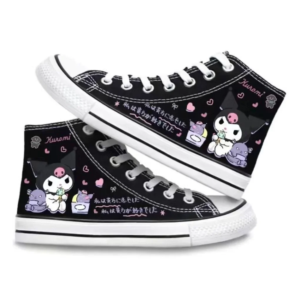 

Spring Summer Kuromi Shoes Kawaii Anime My Melody Sanrio Cute High Top Canvas Shoes Sweet Students Casual Sneakers Gift for Kids