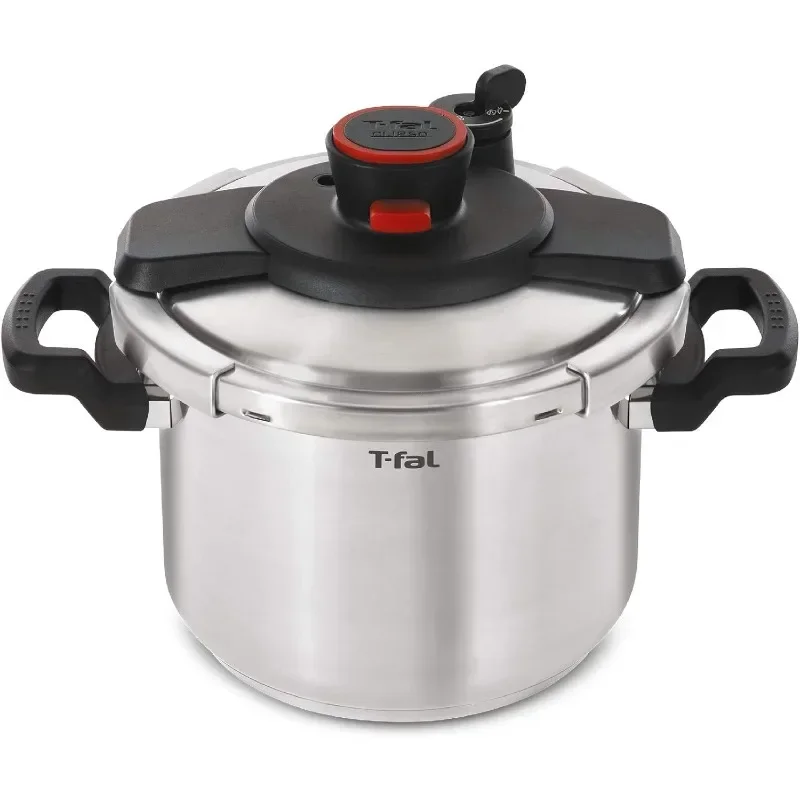 

T-fal Clipso Stainless Steel Pressure Cooker 8 Quart Induction Cookware, Pots and Pans, Dishwasher Safe Silver