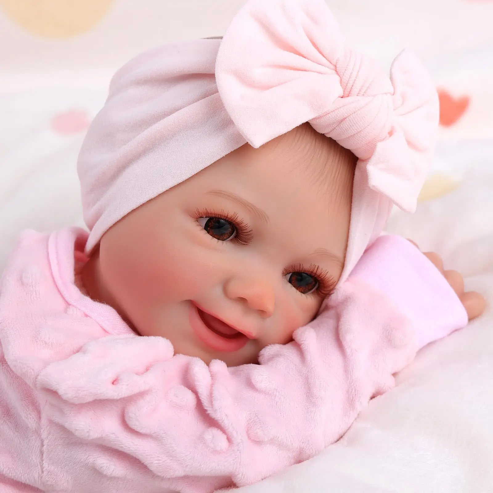 BABESIDE Reborn Baby Dolls Sunny - 17Inch Cute Soft Vinyl Realistic Baby Doll Poseable Smiling Real Life Baby Dolls with Complet