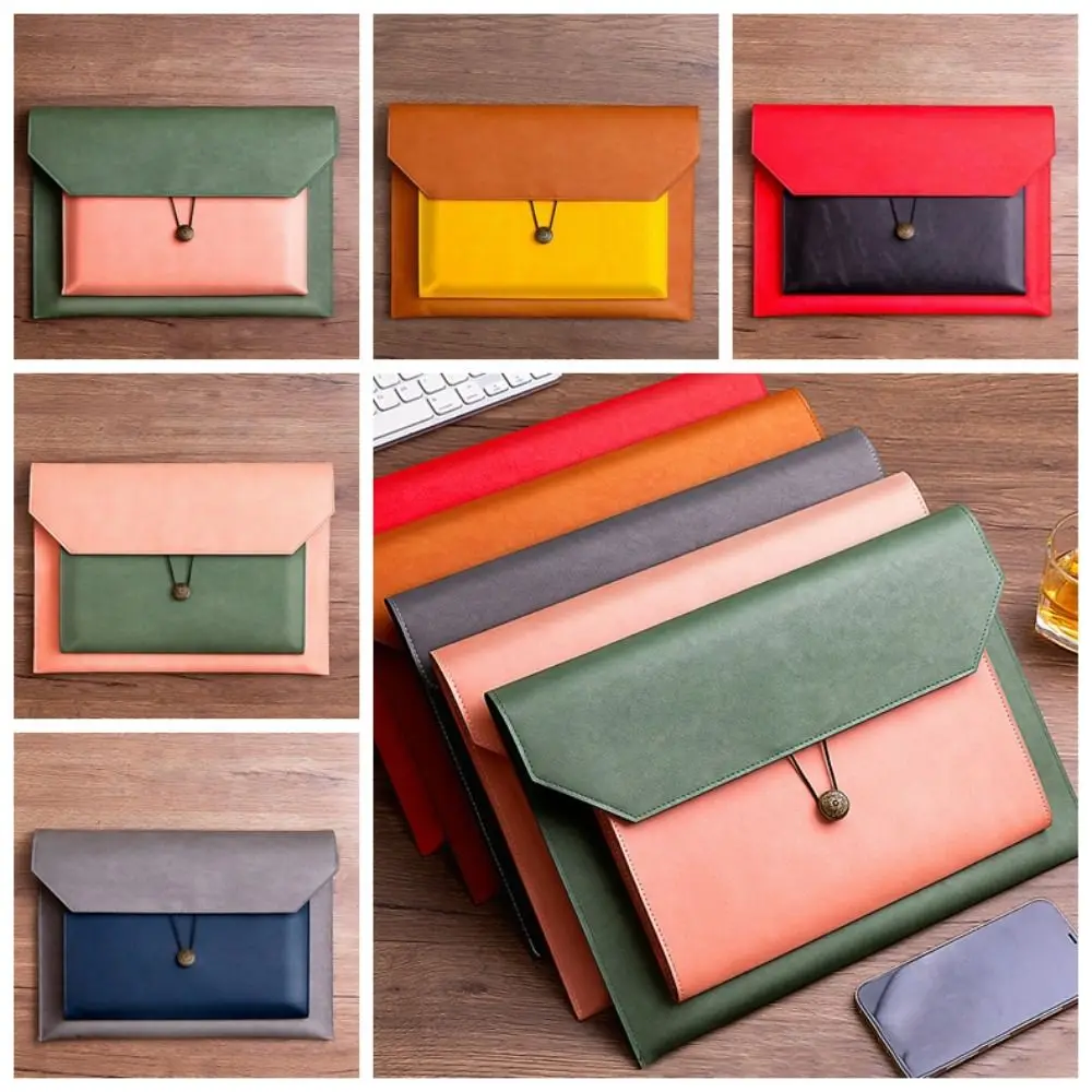 Thickening A4 Paper Leather File Bag Multi-function Waterproof Documents Storage Bag Dustproof Large Capacity A4 Folder Ticket