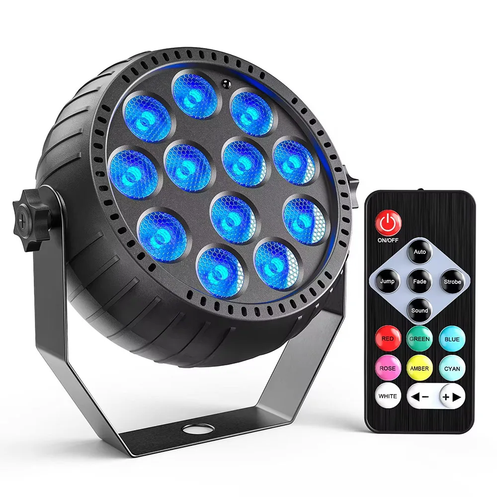 

12LED Rechargeable Mini Par Lights RGB Wireless Battery Powered Disco Stage Lights DJ Uplights Remote Control for Wedding Events