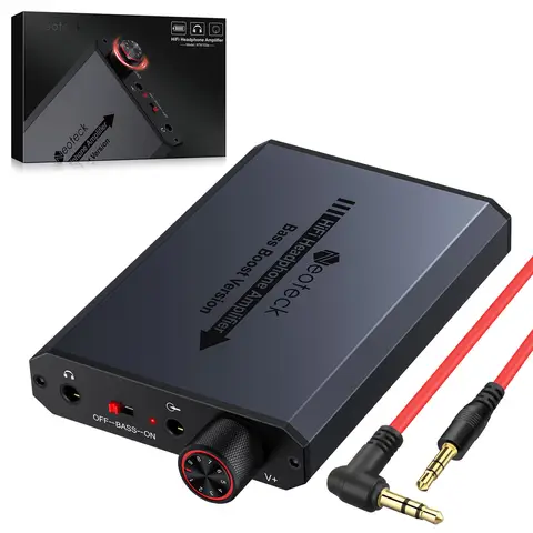 Neoteck 3.5mm Headphone Amp with Bass Boost Portable Hifi Headphone Amplifier 16-150 Ohm For Mac Phones MP3 MP4 Computers