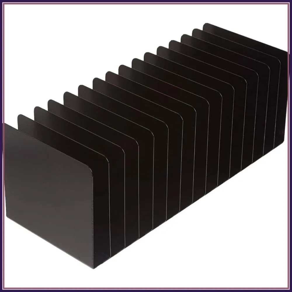 

15 Compartment Steel Desk File Organizer, Scratch & Chip-Resistant Finish, Durable Vertical File Holder