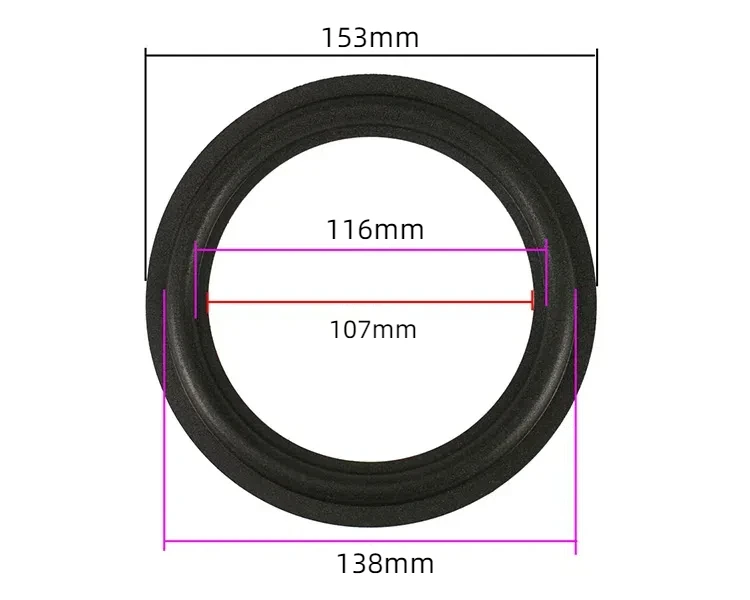 GHXAMP 6.5 بوصة 153 مللي متر 138 مللي متر 116 مللي متر 107 مللي متر المتكلم تعليق P14 رغوة حافة مكبر الصوت المتكلم إصلاح 1 أزواج