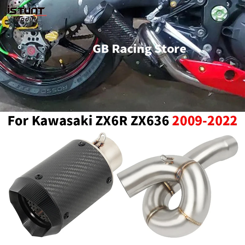 

Слип для Kawasaki ZX6R ZX-6R Ninja 636 ZX 636 2009-2022 выхлопная труба мотоцикла из углеродного волокна Escape Moto Middle Link Pipe DB Killer
