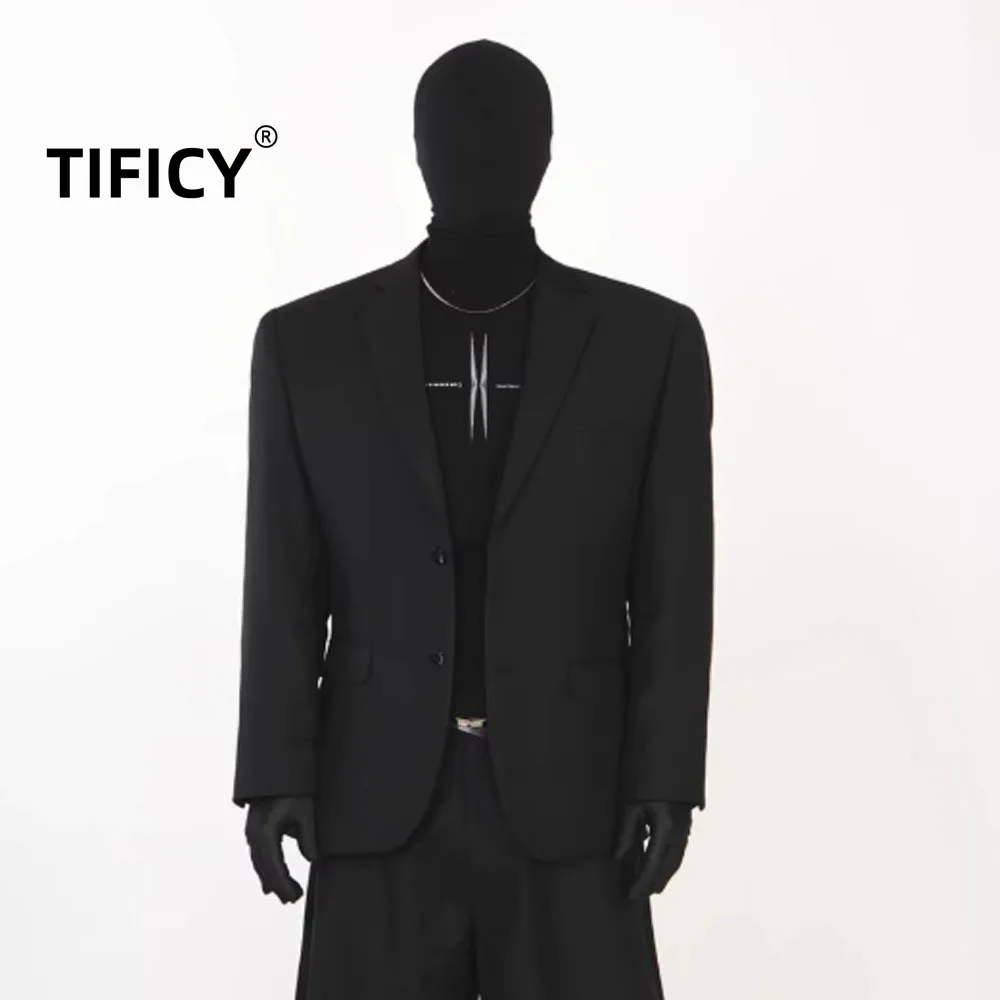 

High End Advanced Shoulder Padded Suit Jacket Men's Groomsman Black Casual Four Season Style Not Easily Wrinkled Suit Jacket