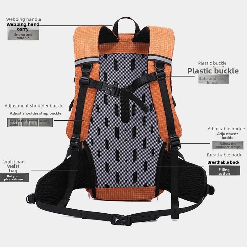 กระเป๋าเป้สะพายหลังกลางแจ้งความจุขนาดใหญ่แบบพกพาสำหรับเดินป่าปีนเขากระเป๋าสะพายไหล่คู่สำหรับเล่นกีฬาและเดินทาง