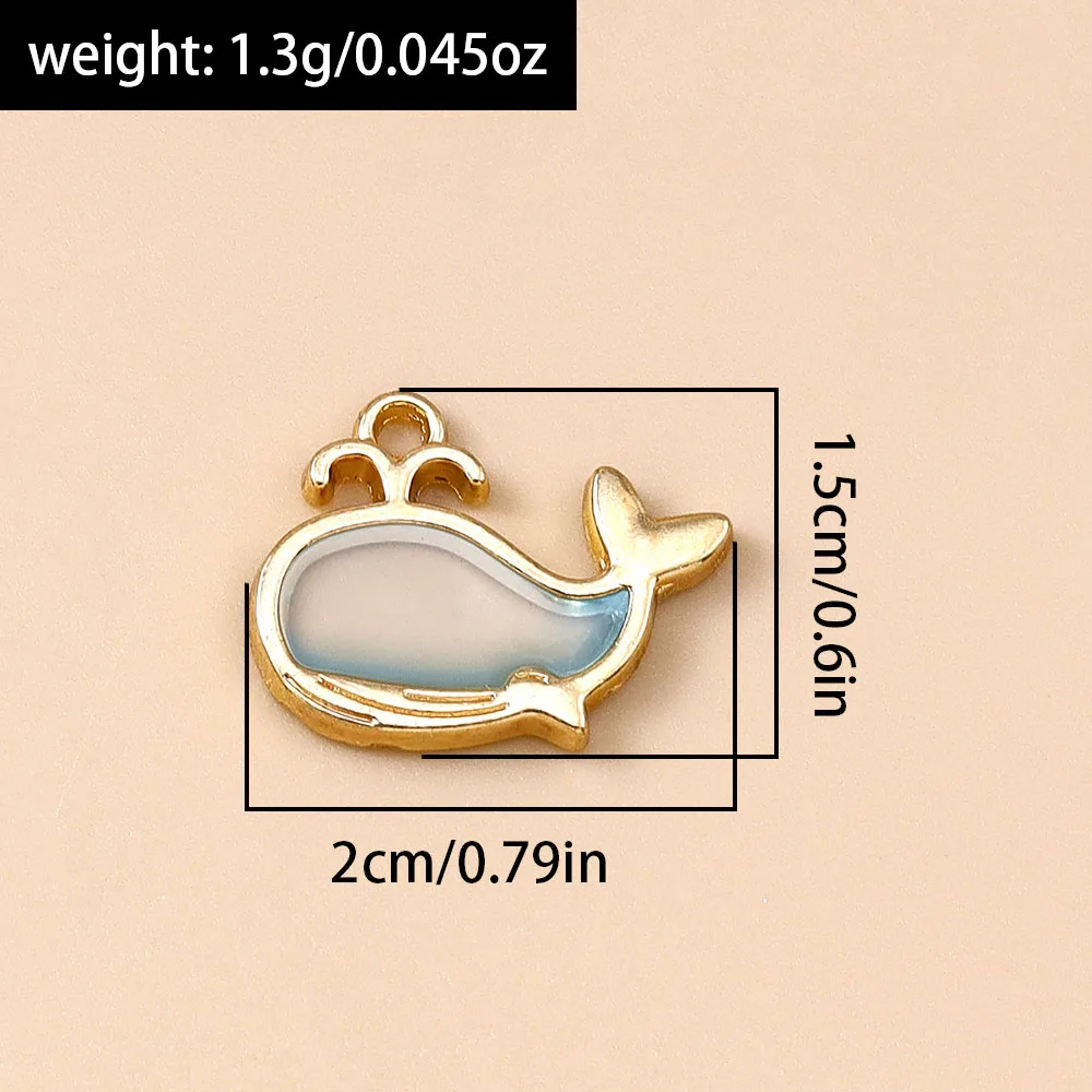 Leslie 10 Stück exquisite Kristall-Ozean-Wal-Charms für Ohrringe, Armbänder, Halsketten, Schlüsselanhänger, Anhänger, DIY-Schmuckzubehör – Detail 2