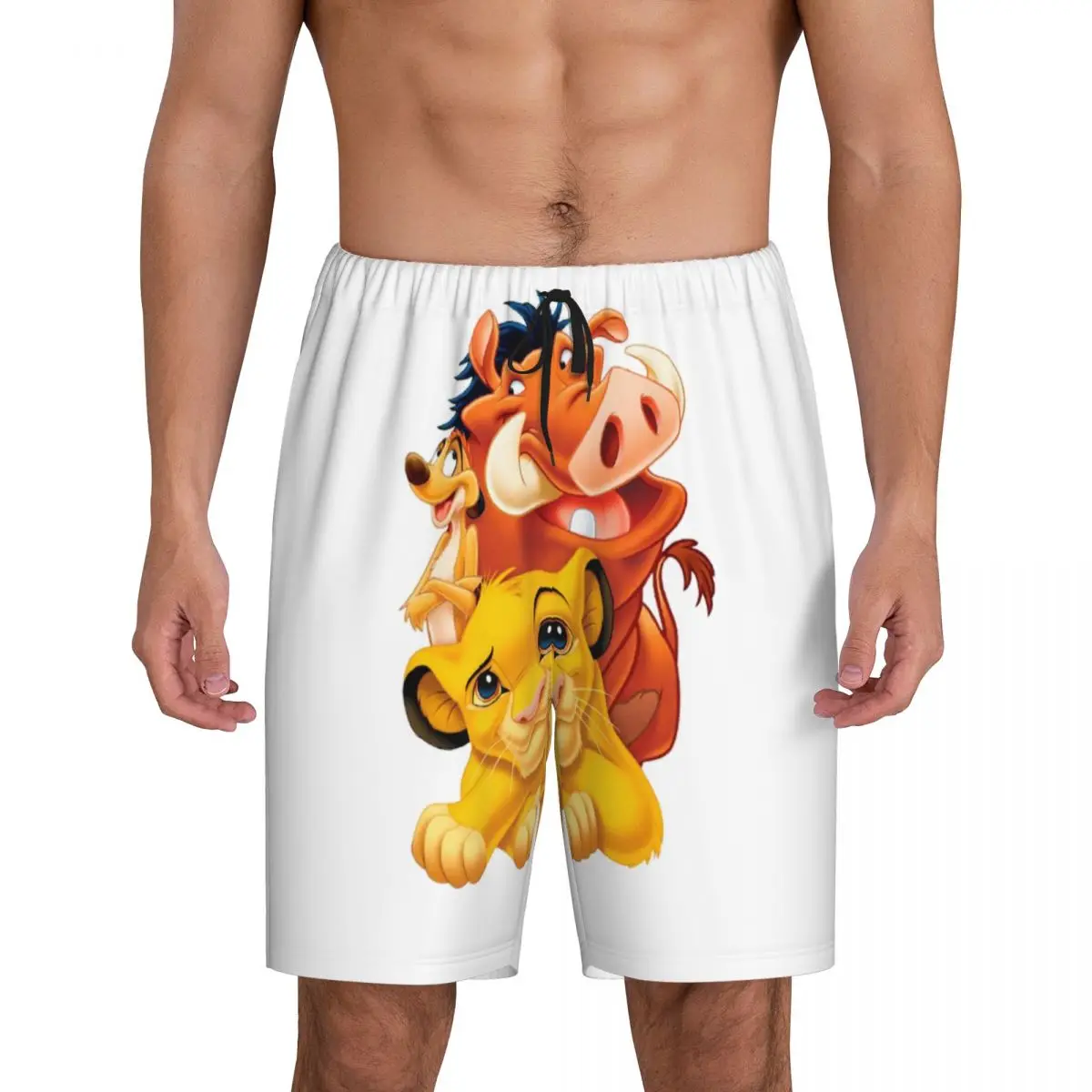 Custom The Lion King Simba Pajama Shorts for Men Sleepwear Lounge Bottom Stretch Sleep Short Pjs with Pockets