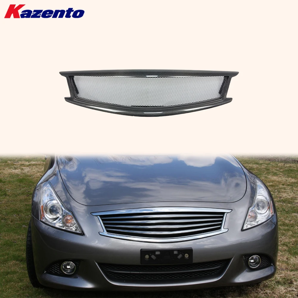 

For Infiniti G37 2008-2013 Sedan Only KZ Style Carbon Fiber Front Bumper Grille