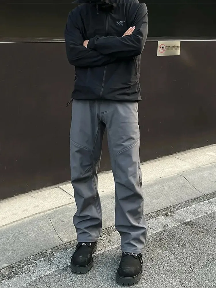 

Men's Outdoor Fce Lined Soft ell Cargo Pants Windproof Waterproof Autumn Winter Workwear Trousers Mountain Climbing Pants