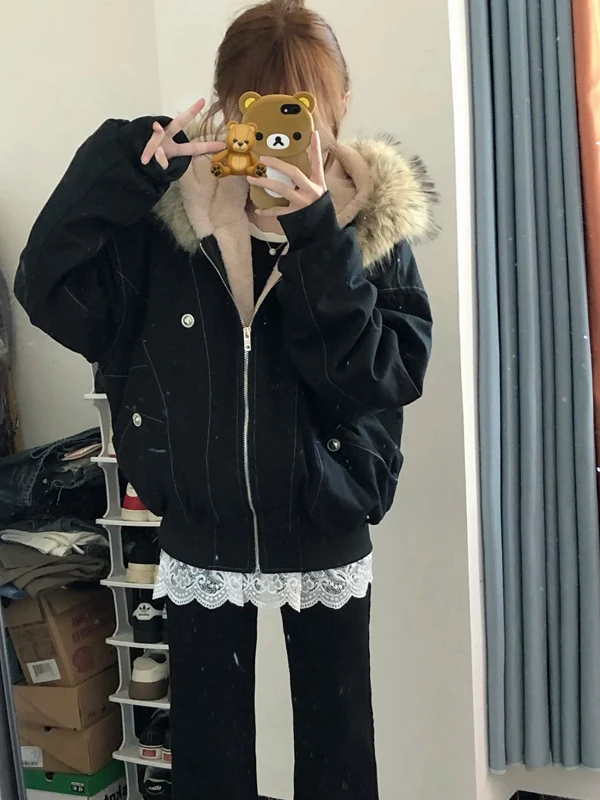 american-sle-ort-coton-jaet-femmes-2025-nouveau-design-sens-epissage-parka-manteau-bouton-grand-col-de-fourrure-a-la-mode