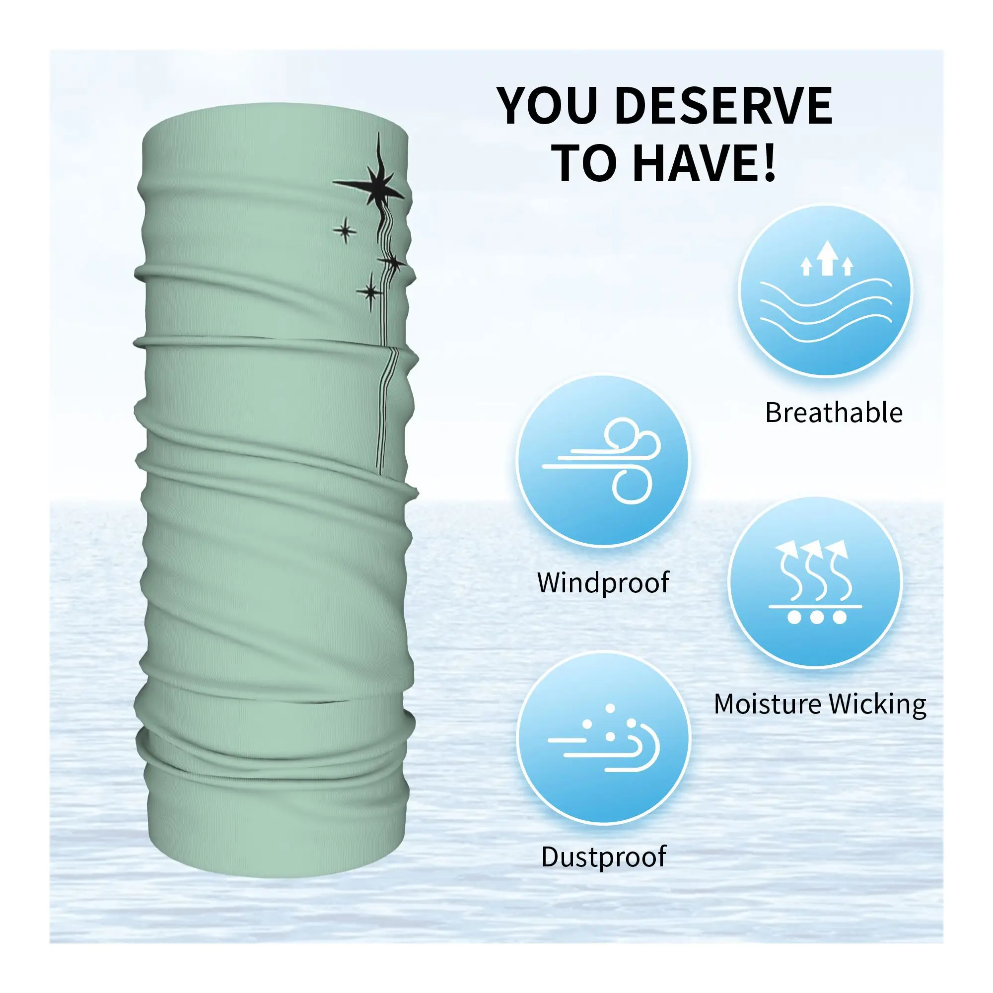 1950s العصر الذري الرجعية النجمي في النعناع الأخضر والأسود باندانا غطاء الرقبة المطبوعة وشاح سحري متعدد الاستخدام أغطية الرأس الدراجات