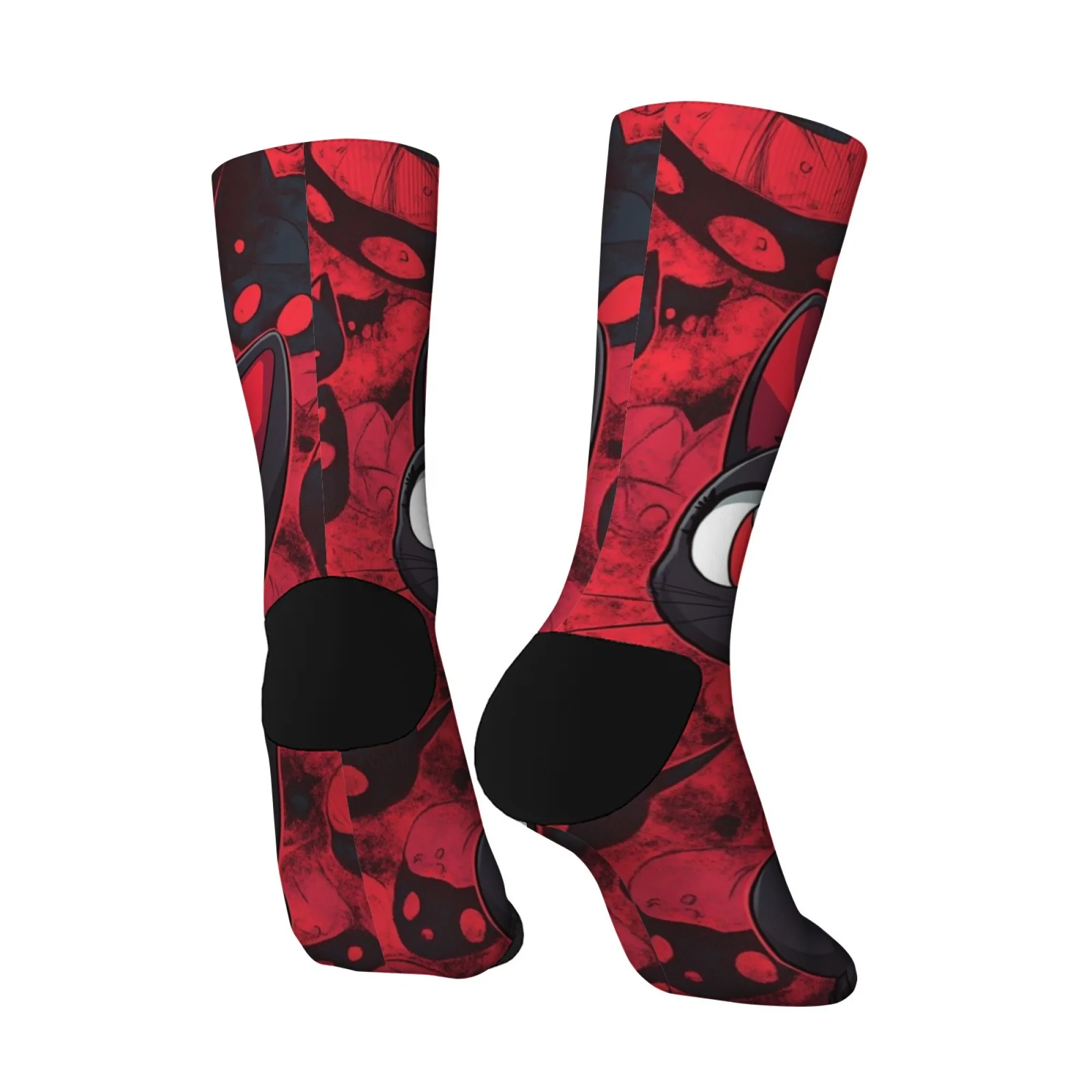 Calcetines góticos con estampado de gato negro para hombre, calcetines informales cómodos para uso diario y amantes de los gatos, patrón único de fantasía de arte oscuro