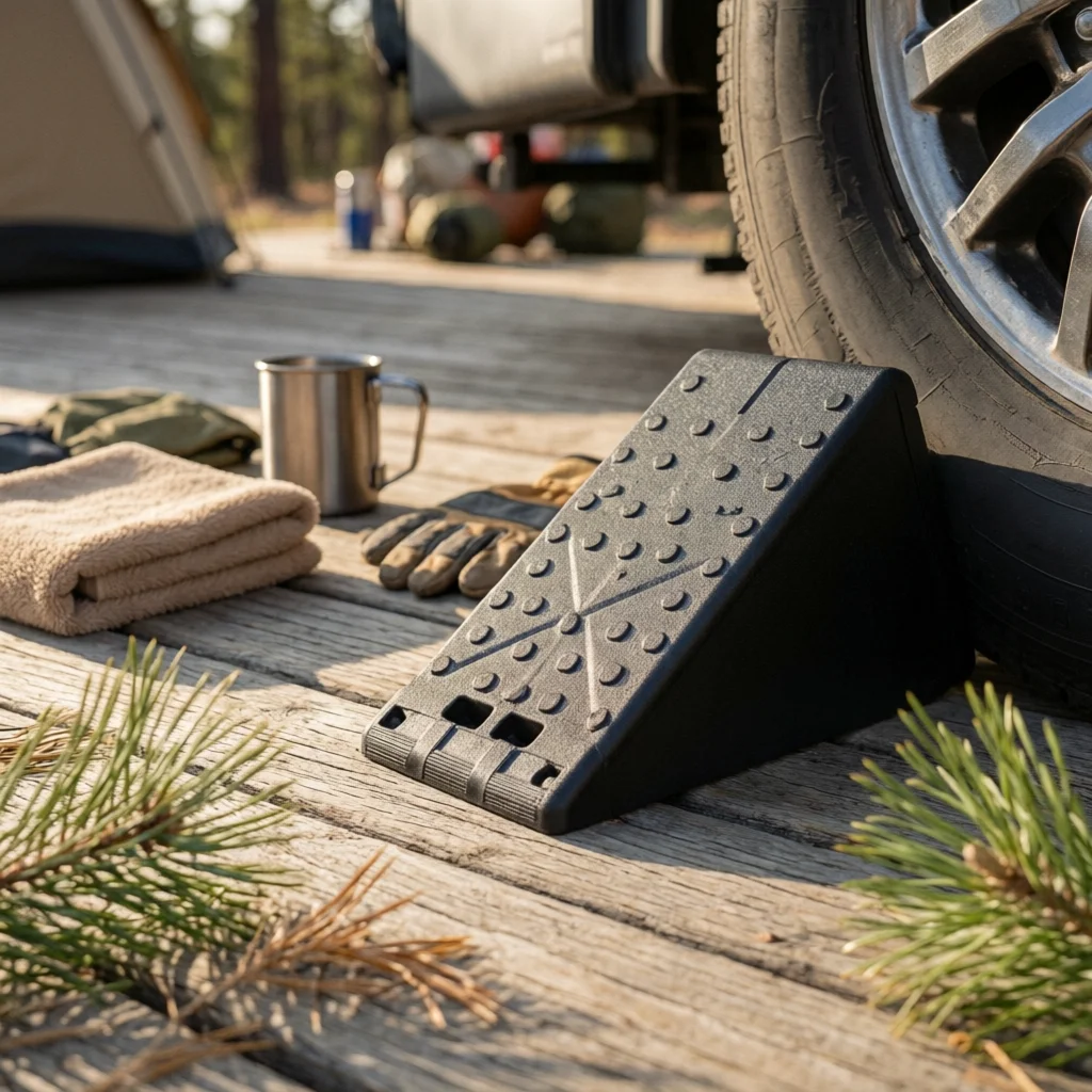 Tire Chock Anti-Slip Wheel Chock Tire Stopper Block Long-Lasting Car Wheel Stopper Weather-Resistant for Garage
