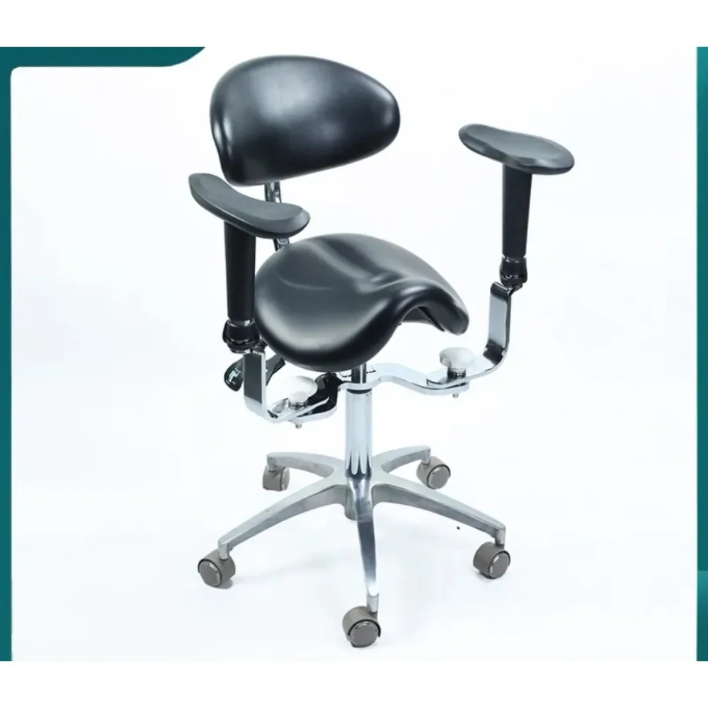 Dental Equipment Ergonomic saddle chair with adjustable double armrest leg rest mute wheel back for hospital and clinic