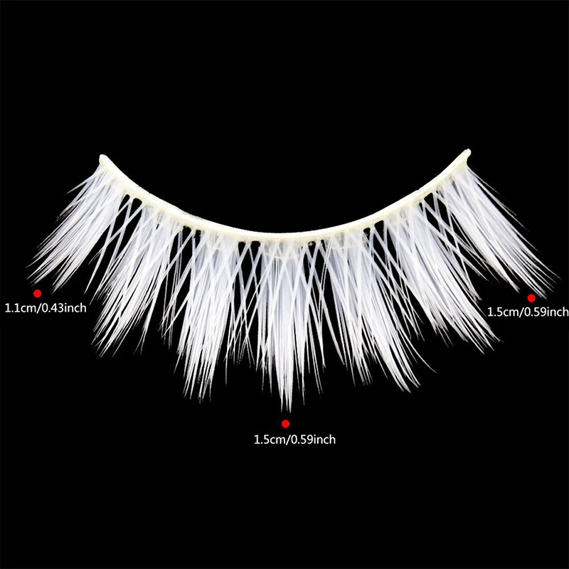 3pair White Eyelashes Cosplay Makeup Natural Long Cross Strip False Eye Lashes