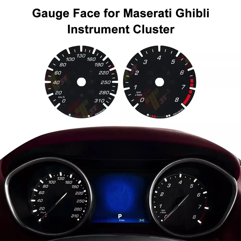 Anzeigefläche in den Farben Schwarz, Blau, Rot, Gelb für Maserati Quattroporte, Ghibli und Levante Instrument. – Detail 2
