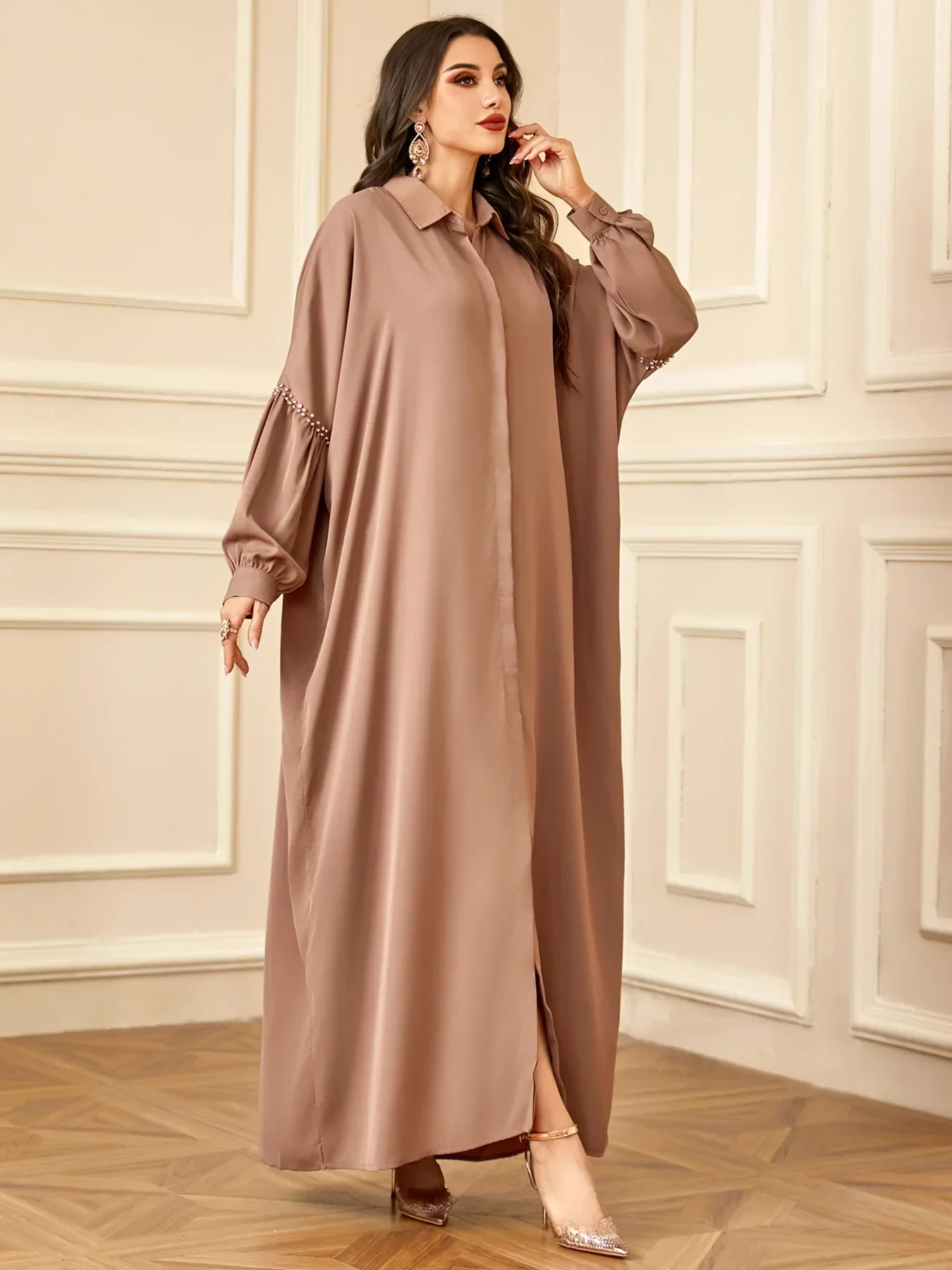 

Women Loose Batwing Sleeve Maxi Dress Abaya Dubai Kaftan Muslim Robe Ramadan Islam Clothing Caftan Morocco Femme Musulmane Gown