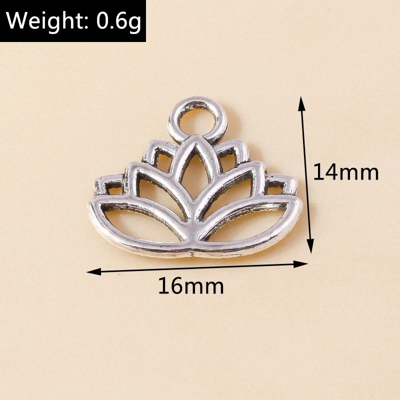 Leslie 30 Stück 16*14mm Legierungsanhänger Metall-Lotusblumen-Charms für DIY-Schmuckherstellung Armband Halskette – Detail 1