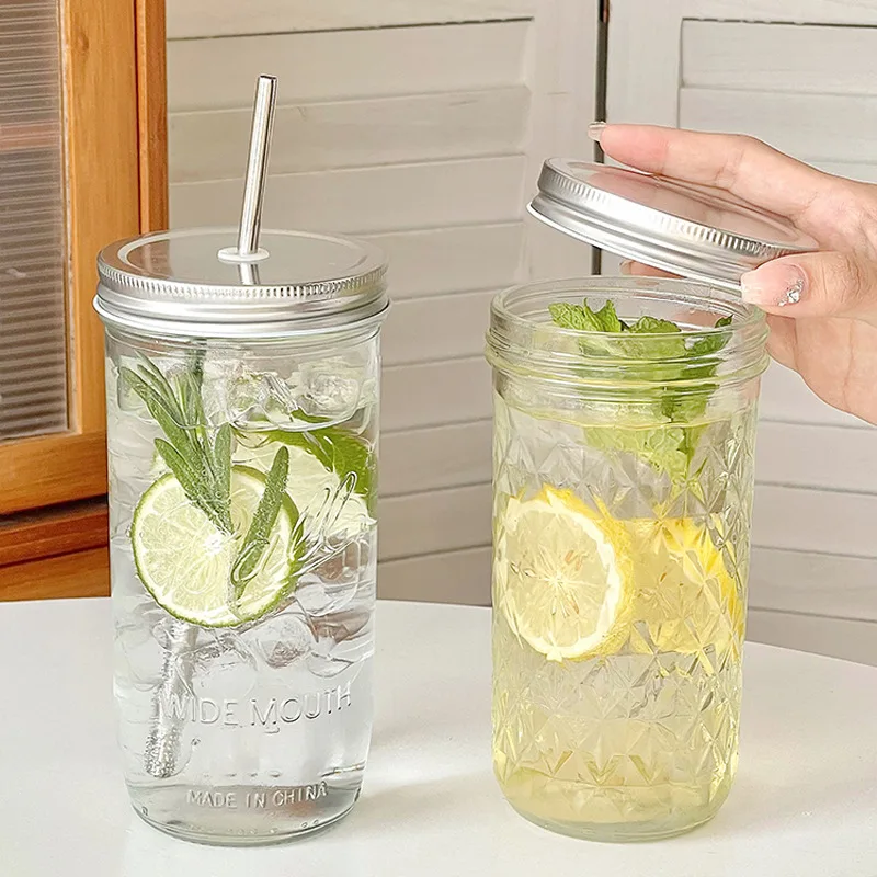 650ml Glas-Kaffeetasse mit Strohhalm-Deckel Transparente Trinkgläser Glastasse für Tee Saft Eiskaffee Becher Trinkwaren – Detail 16