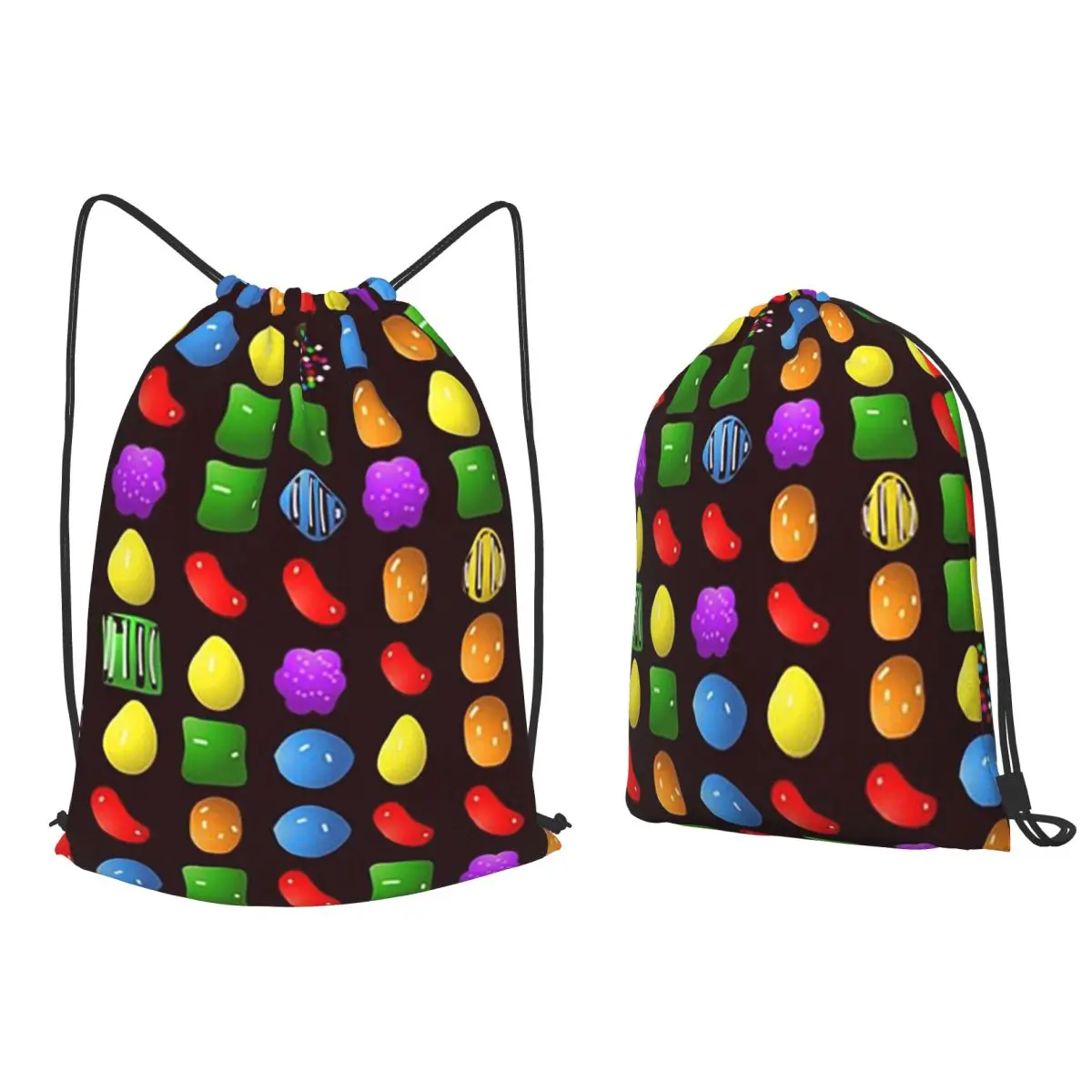 New Candy Crush Saga Backpacks Fashion Drawstring Bundle Pocket Storage Bag Book Bags for Man Woman Students