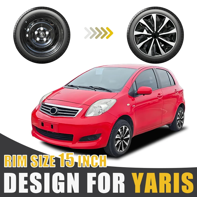 

4 шт. для замены крышки ступицы автомобиля 2010–2022, аксессуары для крышки обода, 15-дюймовые колпаки ступиц колес, автомобильный дизайн для Toyota Yaris