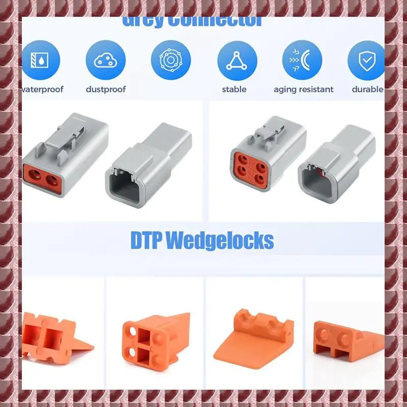 

A95G 144 PCS Deutsch DTP Connector Kit 4 Pin Automotive Waterproof Connectors 12 Sets With Size 12 Stamped Contacts Gauge