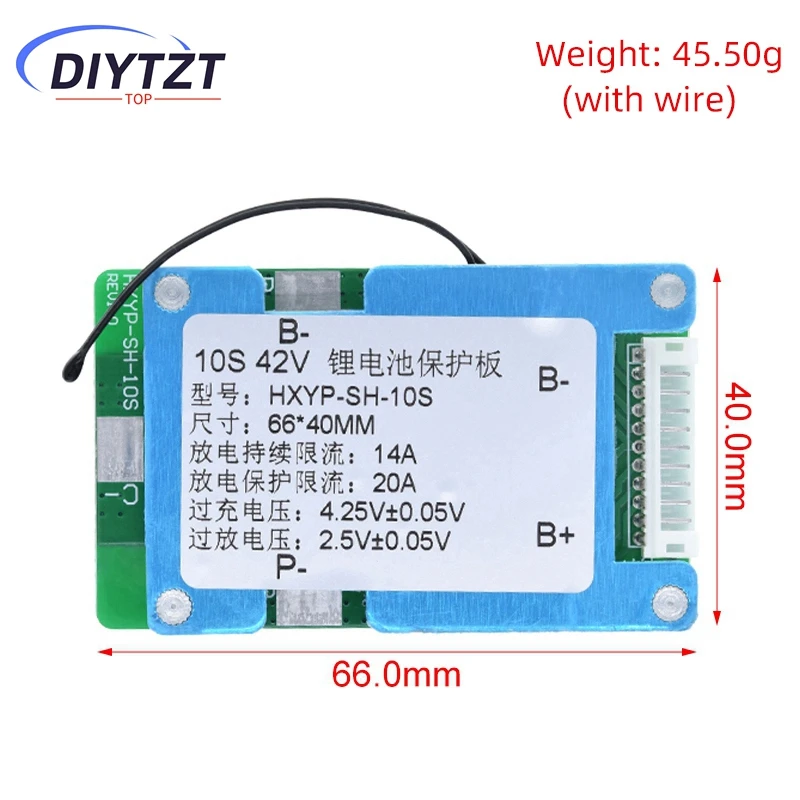Panneau de Protection de batterie au Lithium 10S 42V 20a BMS, cellule polymère 18650 avec Balance, contrôle de température NTC intégré