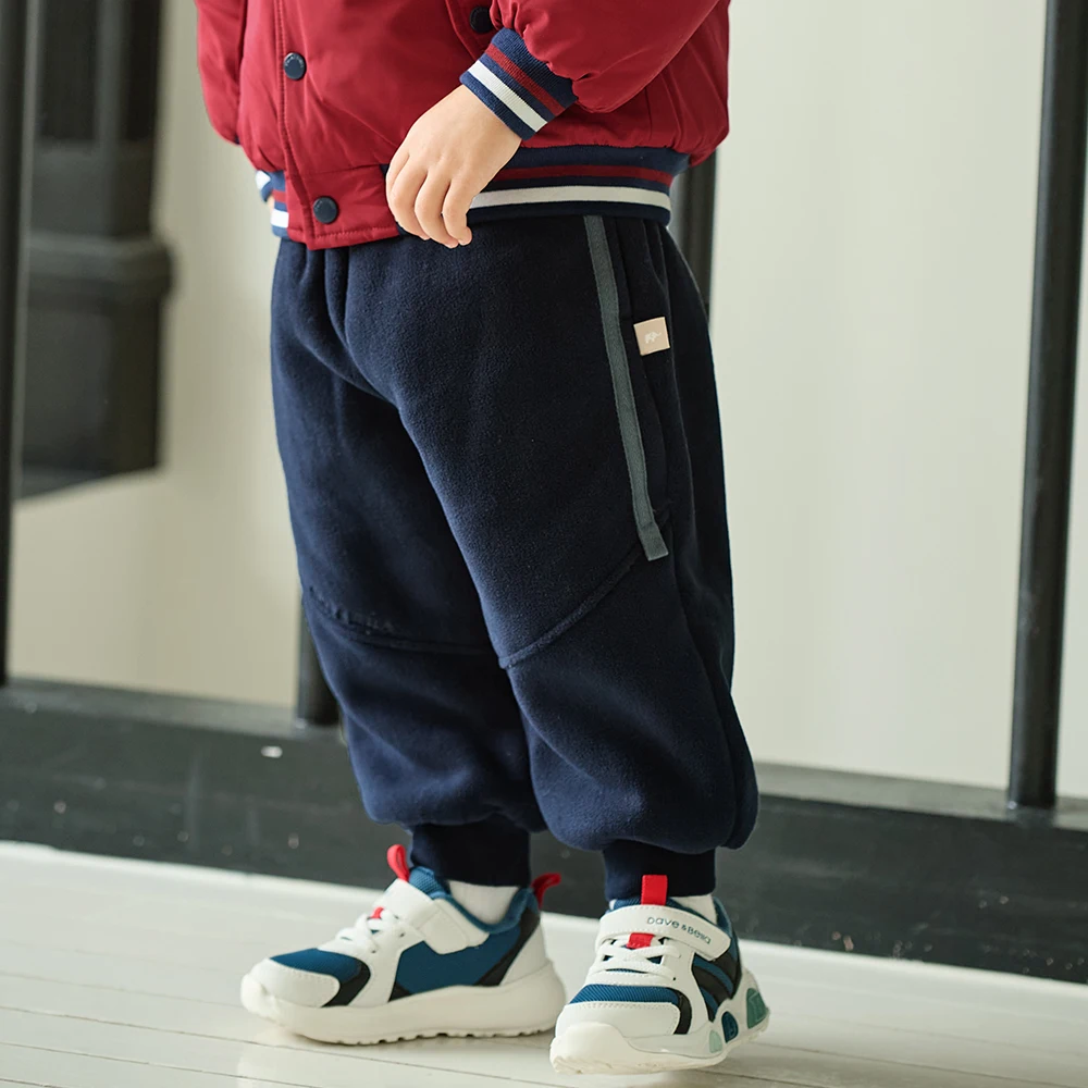 Dave Bella Boys Polar Fleece Knitted Pants for Children Thicken Winter Warm Fleece-lined Trousers 1-7 Years Straight DB4264619