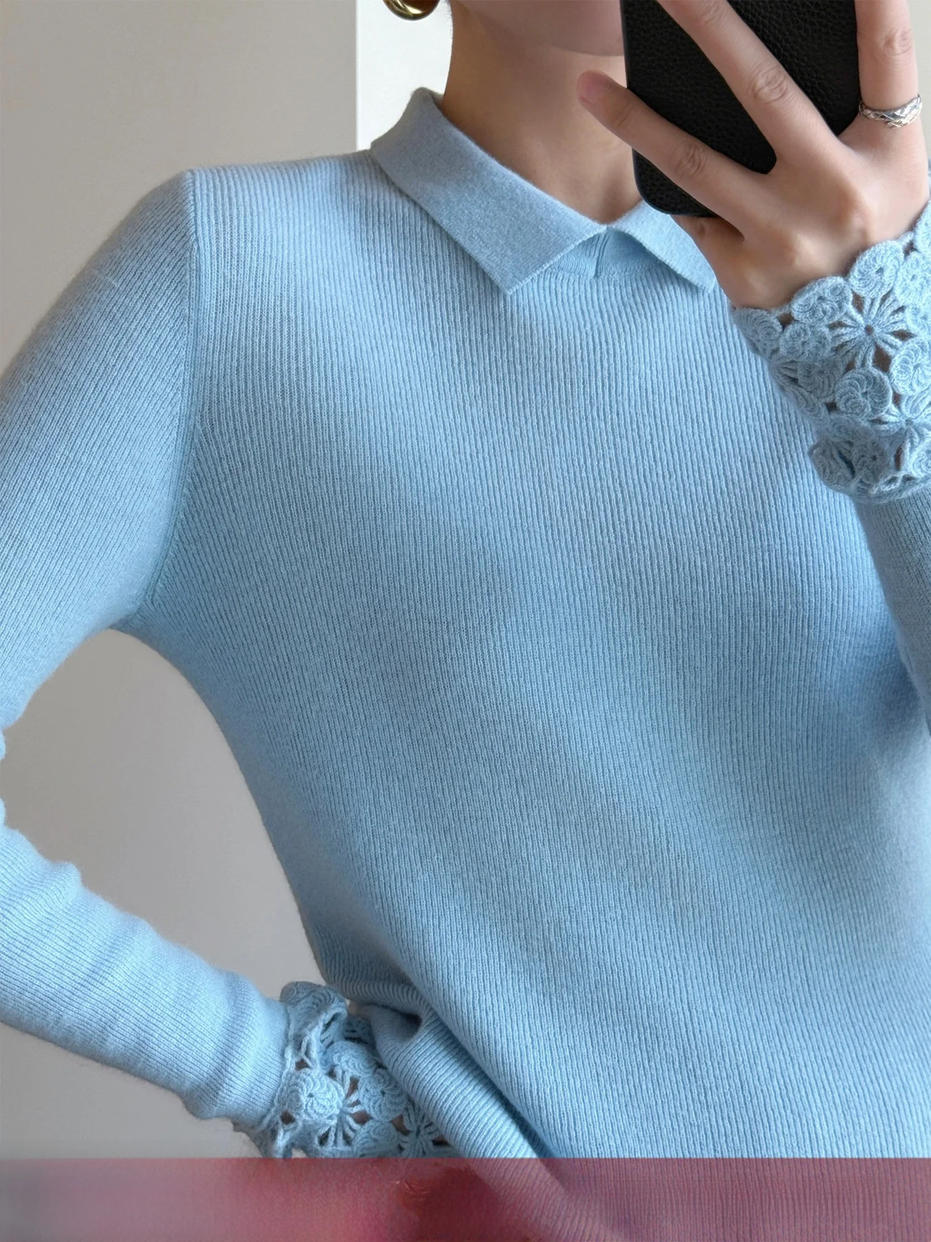 

Женский мягкий трикотажный топ Tasyavan из легкой теплой шерсти с ажурным узором, облегающий, с длинными рукавами