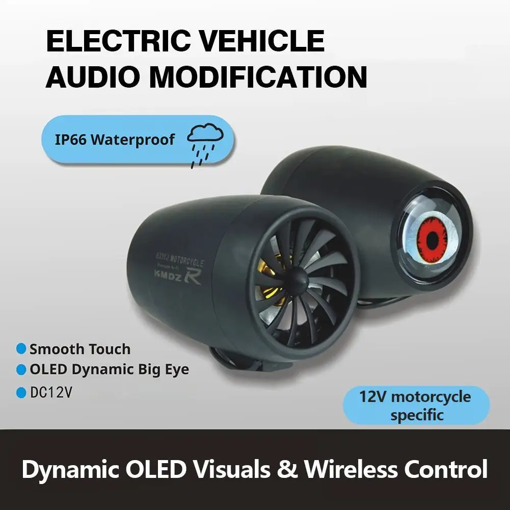 

Motorcycle Bluetooth Speaker With Big Eye Display Screen LED Electric Vehicle Modified Speaker Personalized Hi-Fi Stereo Audio